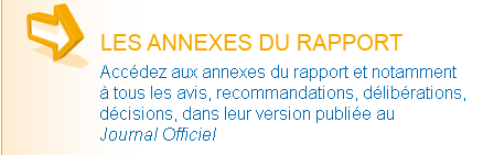 Les annexes du rapport - Acc&eacute;dez aux annexes du rapport et notamment &agrave; tous les avis, recommandations, d&eacute;lib&eacute;rations, d&eacute;cisiions, dans leur version publi&eacute;e au Journal Officiel