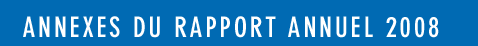 Annexes du rapport d'activit&eacute; 2008