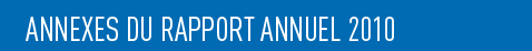 Annexes du rapport d'activit&eacute; 2010
