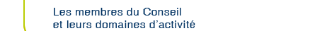 Les membres du Conseil et leurs domaines d'activit&eacute;
