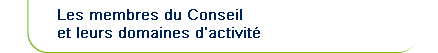 Les membres du Conseil et leurs domaines d'activit&eacute;
