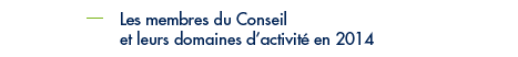 Les membres du Conseil et leurs domaines d'activit&eacute;